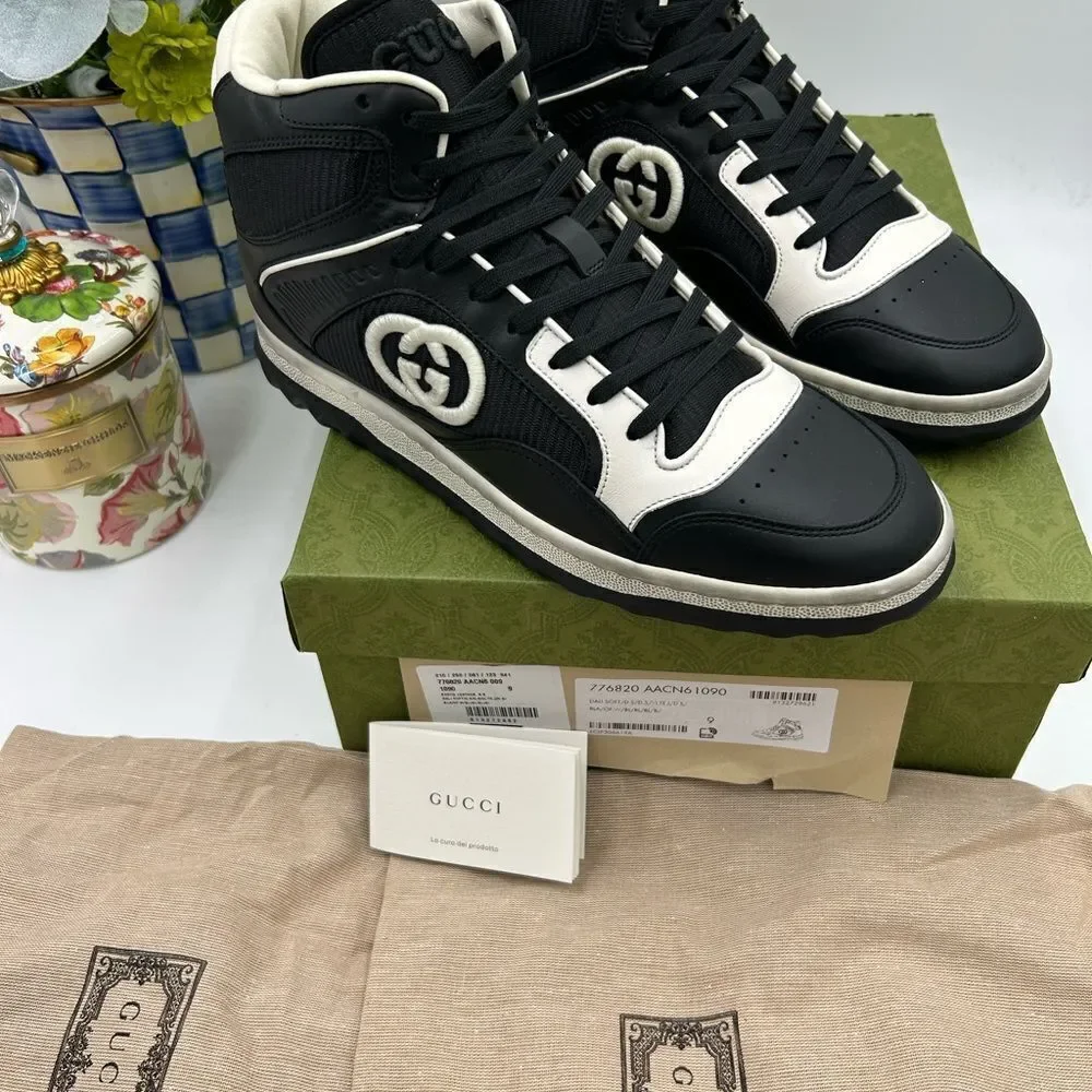 Men's Gucci, Mac 80 , high top leather sneakers size 9 made in Italy